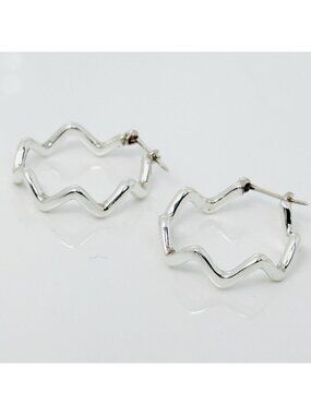 Tiffany ZigZag Hoop Earrings in 925 Sterling Silver by Paloma Picasso